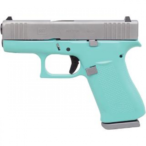 GLOCK 43X 9MM ROBIN EGG BLUE SILVER PVD GLOCK 43X 9MM ROBIN EGG BLUE SILVER PVD