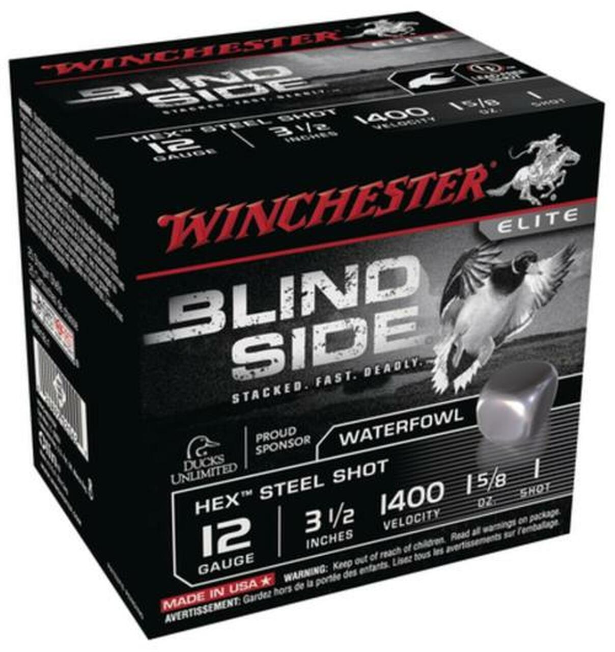 Winchester Blind Side Steel Hex Magnum Waterfowl 12 Gauge 3.5 Inch 1400 FPS 1.625 Ounce 1 Shot 25rd/Box Winchester Blind Side Steel Hex Magnum Waterfowl 12 Gauge 3.5 Inch 1400 FPS 1.625 Ounce 1 Shot 25rd/Box