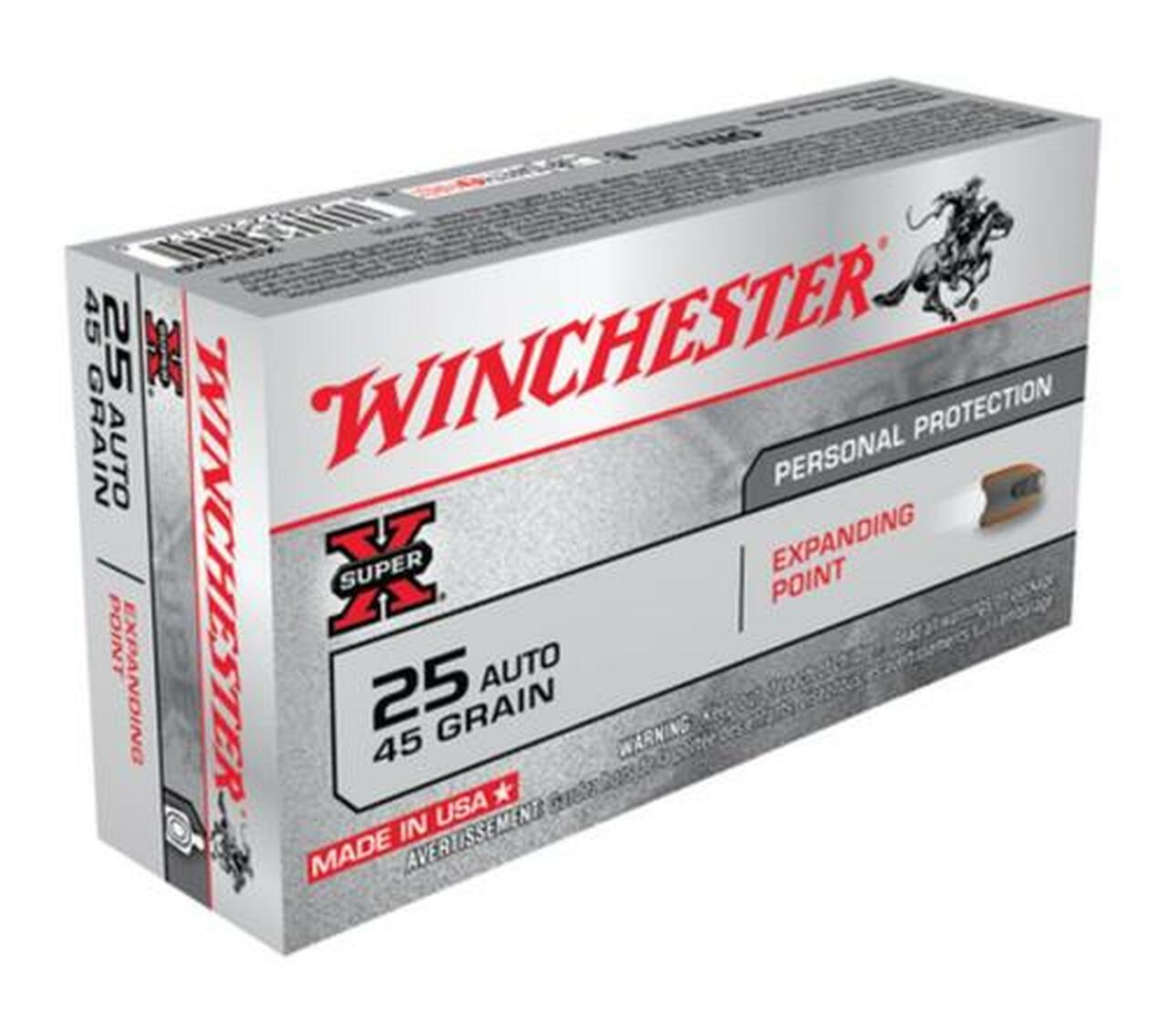 Winchester Super X 25 ACP Expanding Point 45gr, 50rd Box Winchester Super X 25 ACP Expanding Point 45gr, 50rd Box
