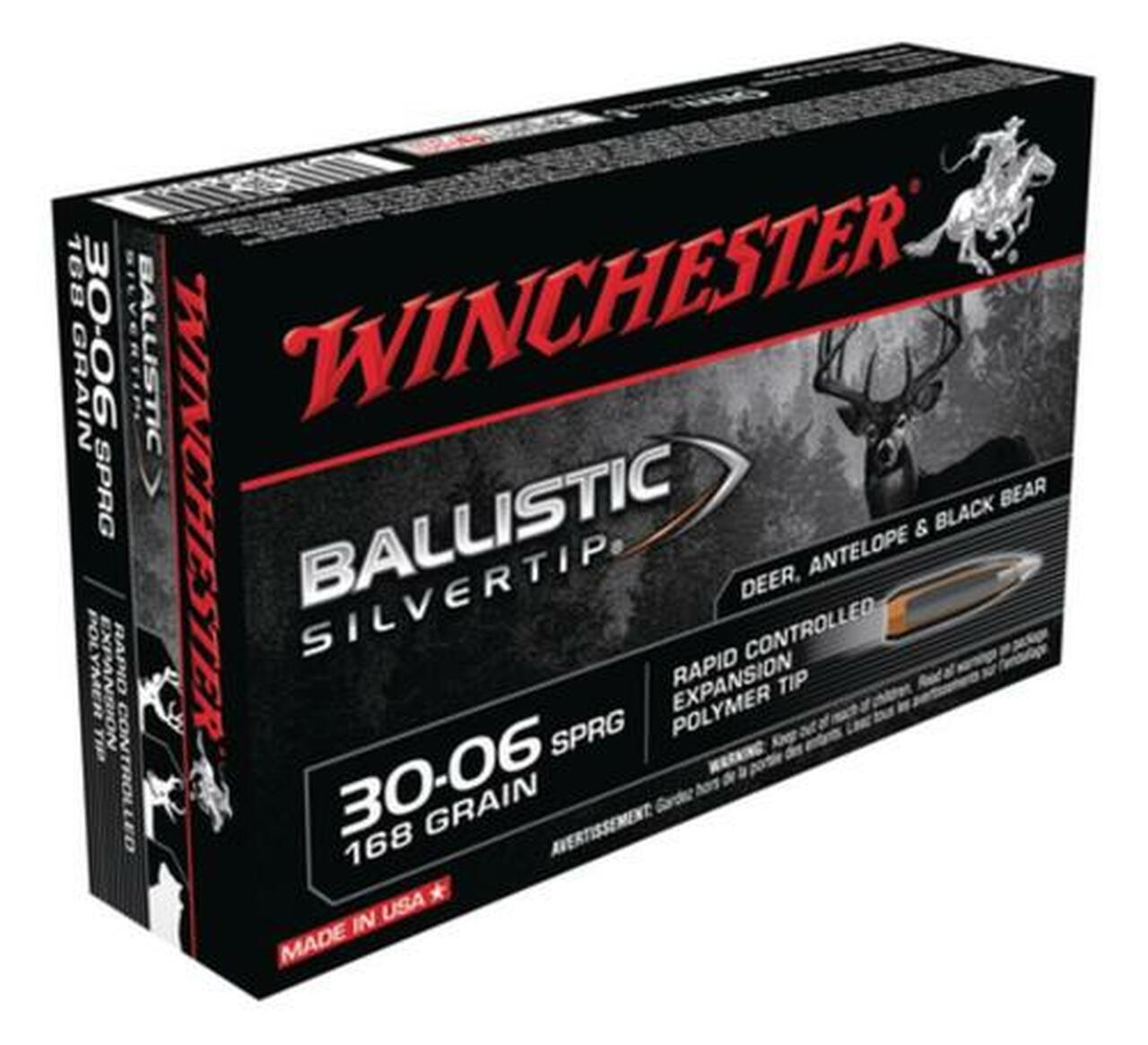 Winchester Supreme 30-06 Spg Ballistic Silvertip 168gr, 20rd Box Winchester Supreme 30-06 Spg Ballistic Silvertip 168gr, 20rd Box