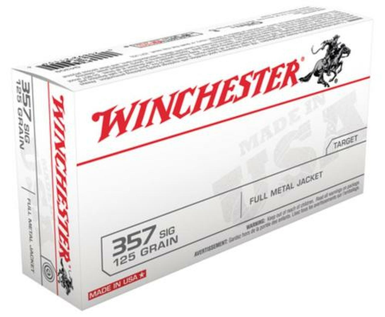 Winchester USA 357 Sig Sauer Full Metal Jacket 125gr, 50rd Box Winchester USA 357 Sig Sauer Full Metal Jacket 125gr, 50rd Box