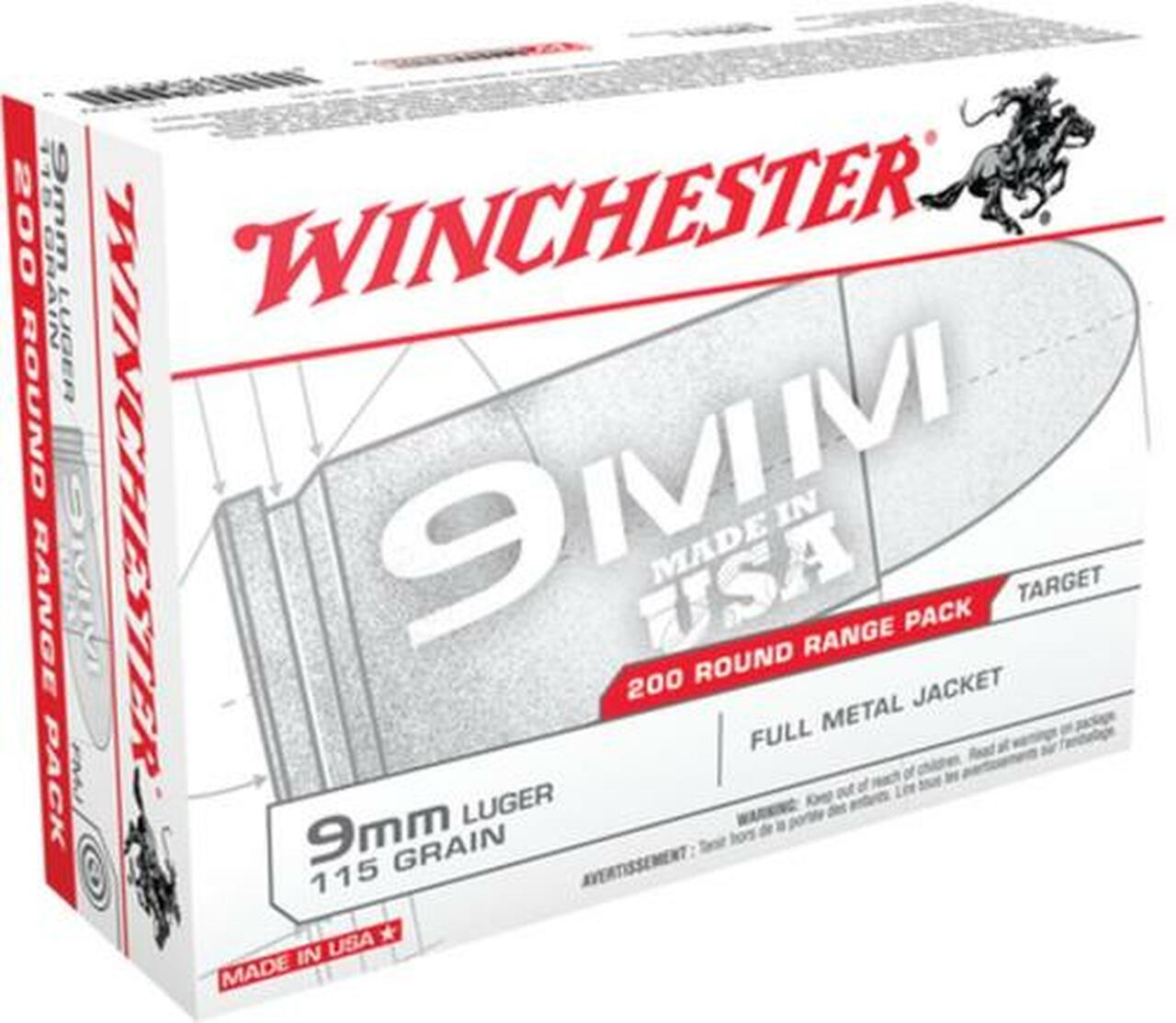 Winchester Range Bulk Case 9mm 115gr, Full Metal Jacket, 1000rd/Case (5 Boxes of 200rd) Winchester Range Bulk Case 9mm 115gr, Full Metal Jacket, 1000rd/Case (5 Boxes of 200rd)
