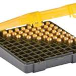 Plano Molding Flip Top Handgun Ammo Case 100rd .40S&W/45 ACP/10mm Gray/Amber