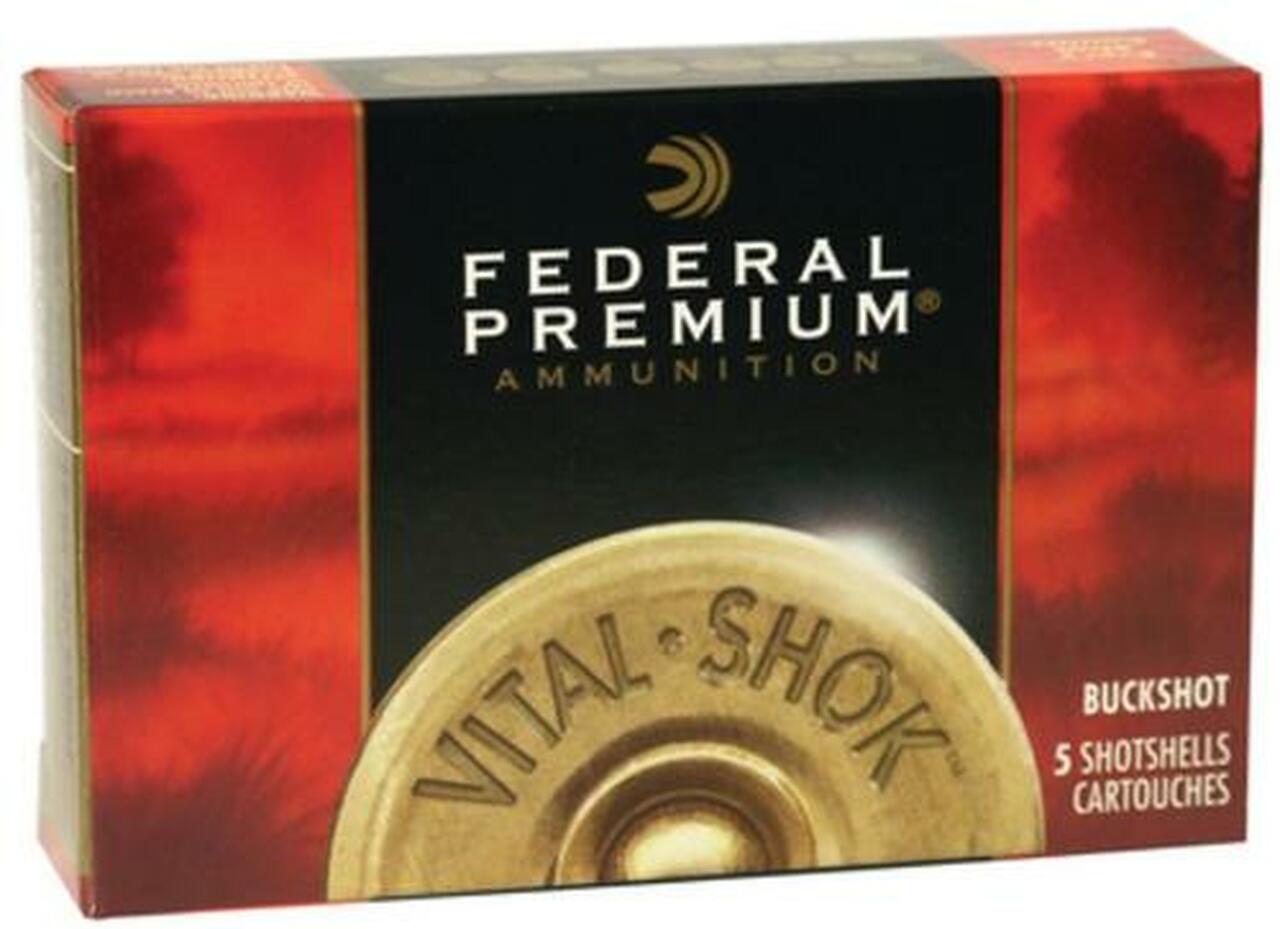 Federal Premium, Vital Shok, 12 Ga 2.75", 00 Buck, 1 1/2oz, Buckshot, 12 Pellets, 5rd Box Federal Premium, Vital Shok, 12 Ga 2.75", 00 Buck, 1 1/2oz, Buckshot, 12 Pellets, 5rd Box