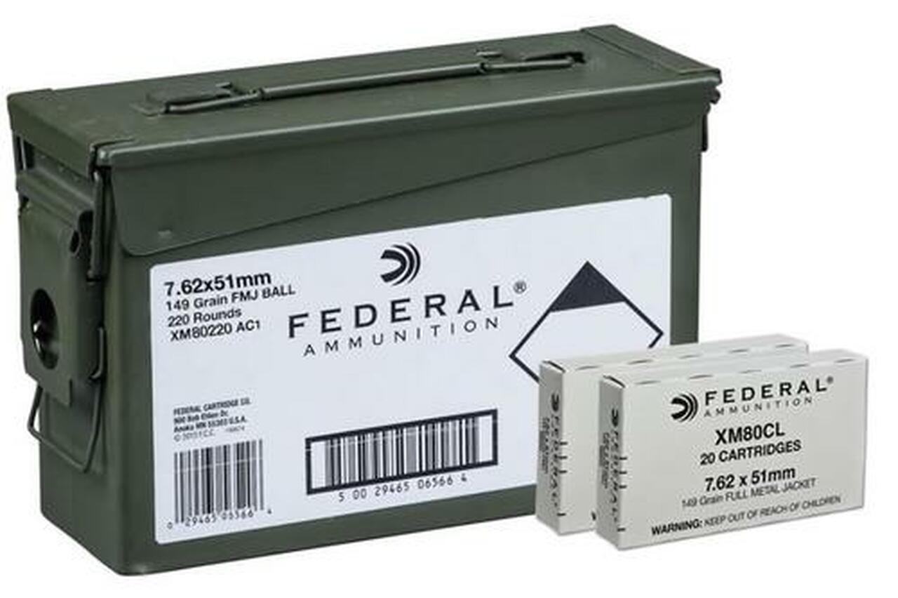 Federal Canned Ammo .308 Win 149gr, Full Metal Jacket, 20rd Box, 11 Box/Case, 220rd/Case Federal Canned Ammo .308 Win 149gr, Full Metal Jacket, 20rd Box, 11 Box/Case, 220rd/Case