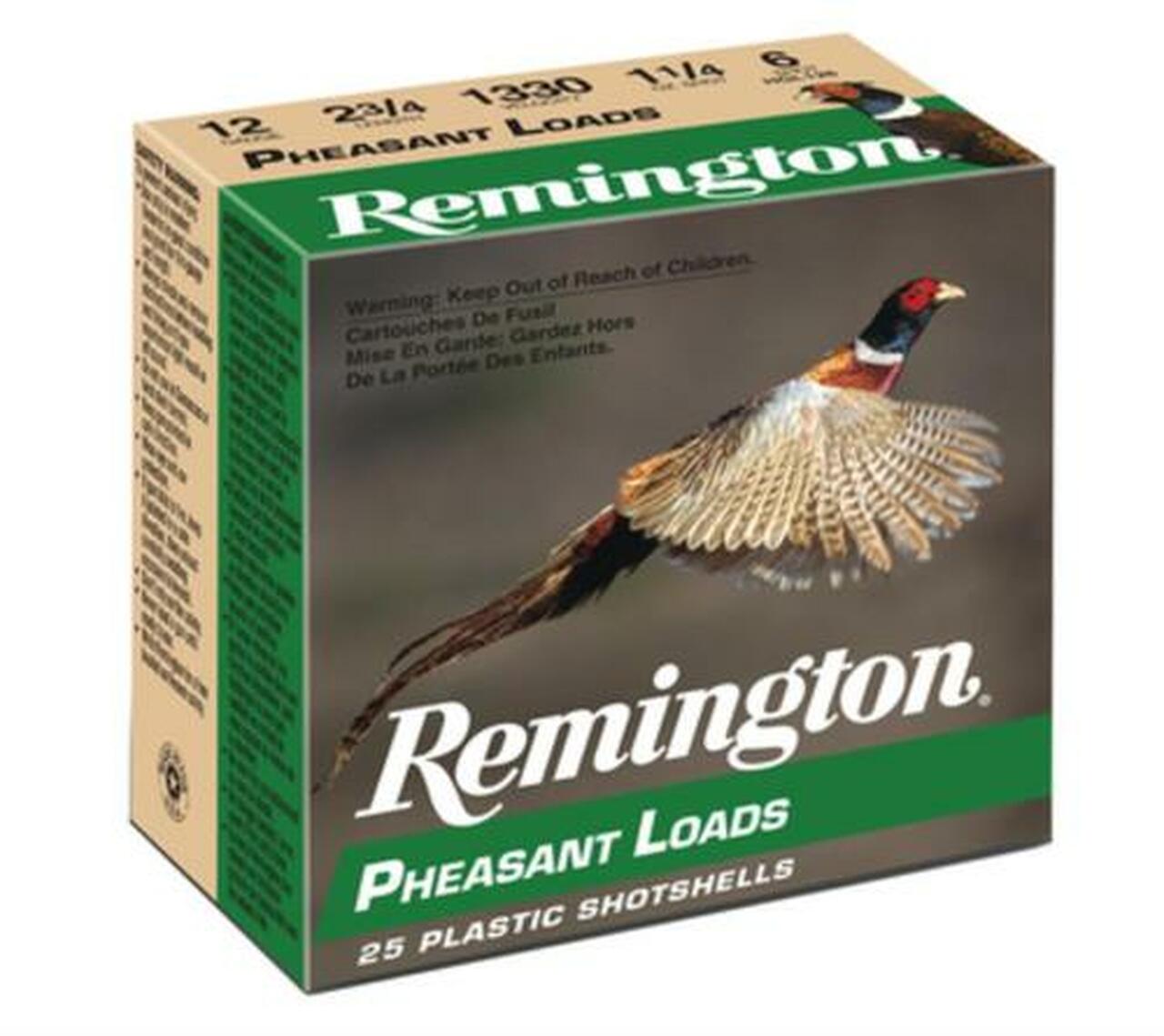 Remington Pheasant 12 Ga, 2.75", 1330 FPS, 1.25oz, 5 Shot, 25rd/Box Remington Pheasant 12 Ga, 2.75", 1330 FPS, 1.25oz, 5 Shot, 25rd/Box