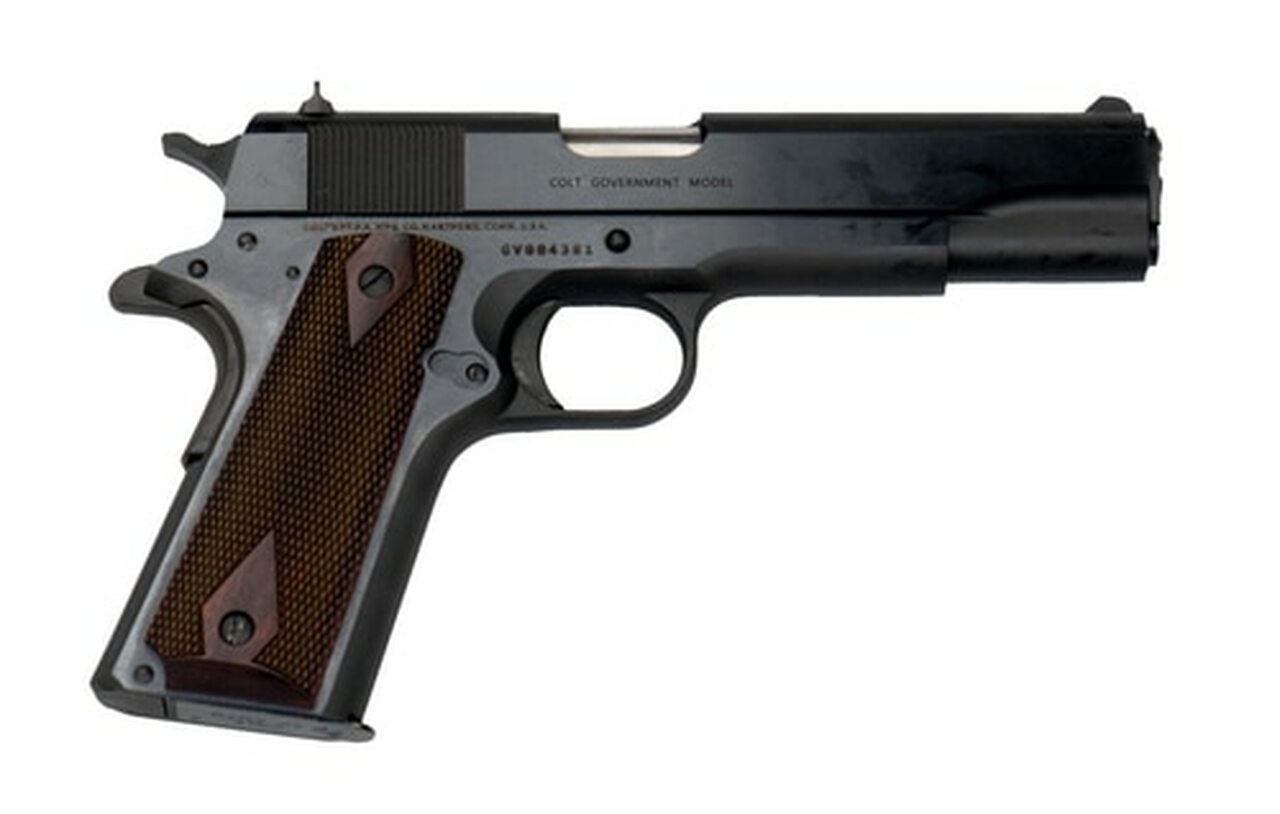 Colt 1911 Government. 45 ACP, 5" Barrel, 7rd Mag, Rosewood Grip, Blued Colt 1911 Government. 45 ACP, 5" Barrel, 7rd Mag, Rosewood Grip, Blued