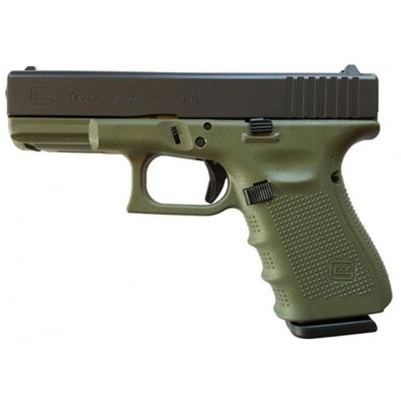 Glock G19 Gen4 9mm, 4" Barrel Battelfield Green Frame 3- 15rd Mags Glock G19 Gen4 9mm, 4" Barrel Battelfield Green Frame 3- 15rd Mags