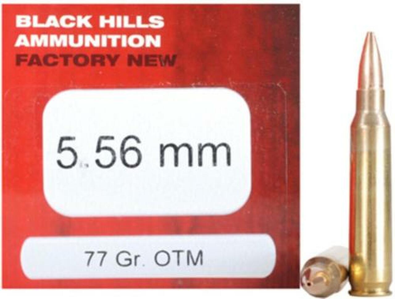 Black Hills Factory New Rifle Ammo, 5.56x45mm Nato, 77 Gr, Sierra Open Tip Match, 50rd Box Black Hills Factory New Rifle Ammo, 5.56x45mm Nato, 77 Gr, Sierra Open Tip Match, 50rd Box
