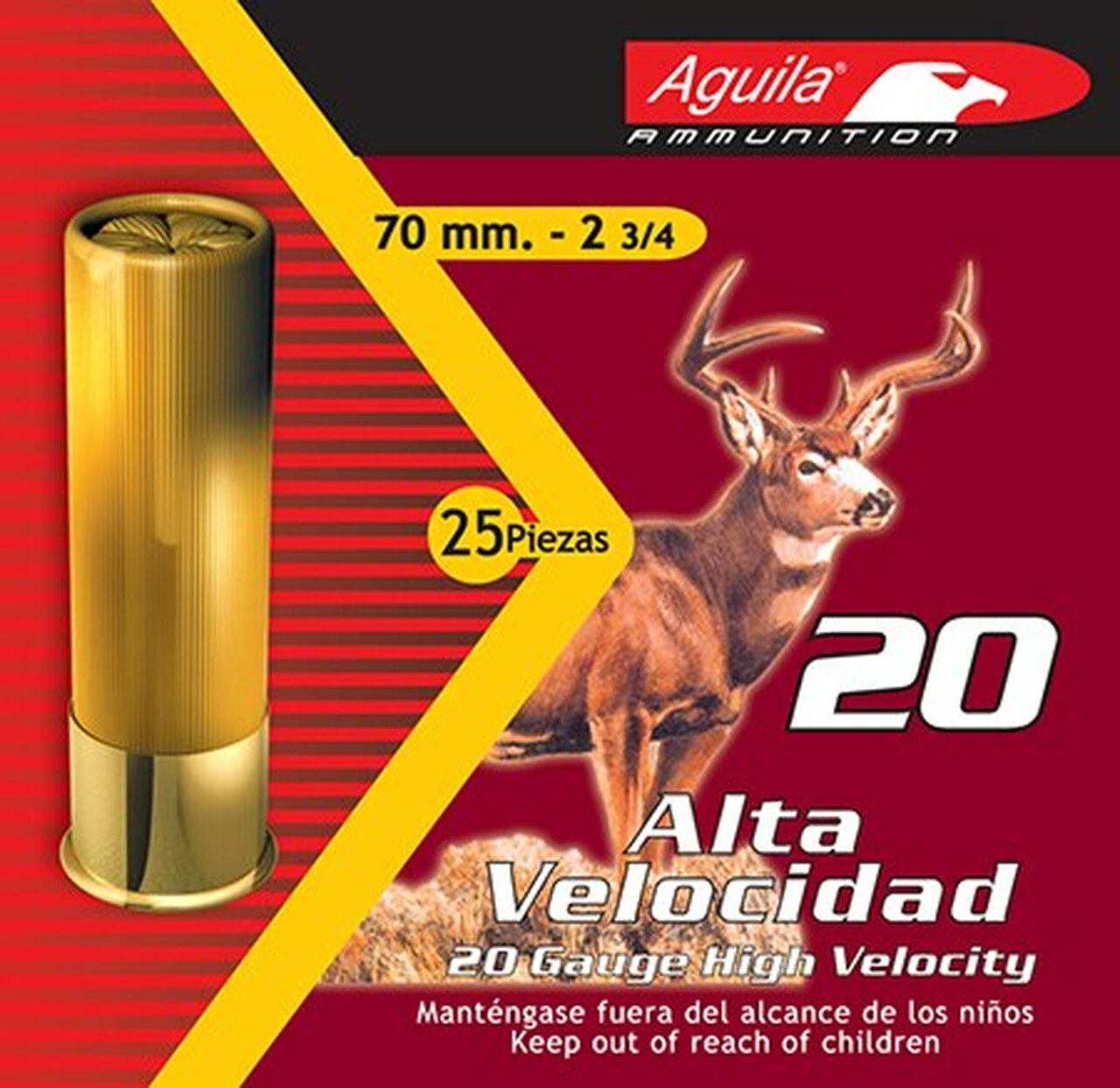 Aguila Field High Velocity 20 Ga, 2.75", 2-3/4oz, 2 Buck, 25rd/Box Aguila Field High Velocity 20 Ga, 2.75", 2-3/4oz, 2 Buck, 25rd/Box
