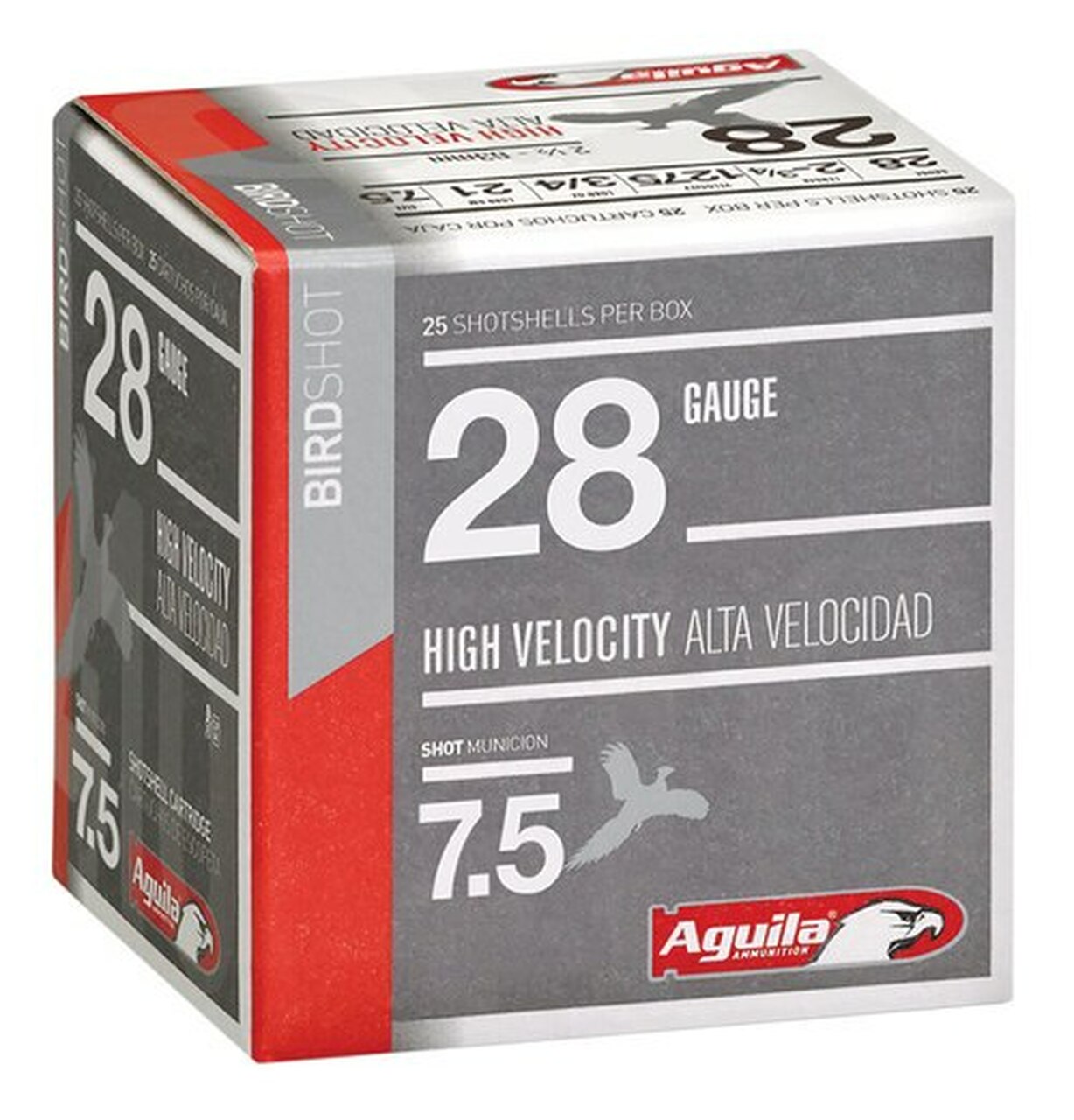 Aguila Hunting High Velocity 28 Ga, 2.75", 3/4oz, 7.5 Shot, 25rd/Box Aguila Hunting High Velocity 28 Ga, 2.75", 3/4oz, 7.5 Shot, 25rd/Box