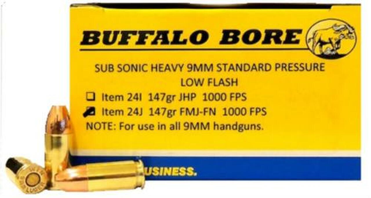 Buffalo Bore 9mm Subsonic 147 Gr, FMJ-FN, 20rd Box Buffalo Bore 9mm Subsonic 147 Gr, FMJ-FN, 20rd Box