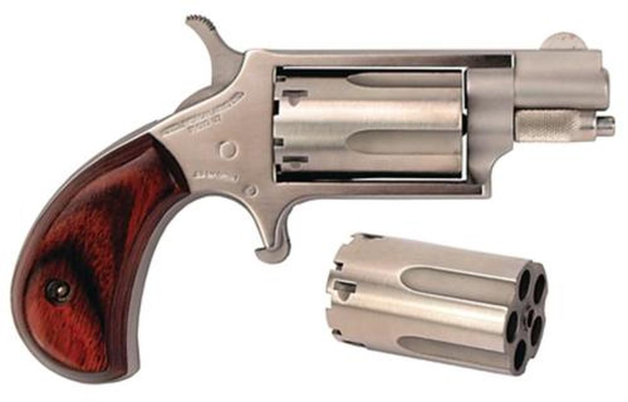 NAA 22MSC 22 Mag, 22LR Cylinder 1.12" 5rd Rosewood Grip Matte SS NAA 22MSC 22 Mag, 22LR Cylinder 1.12" 5rd Rosewood Grip Matte SS