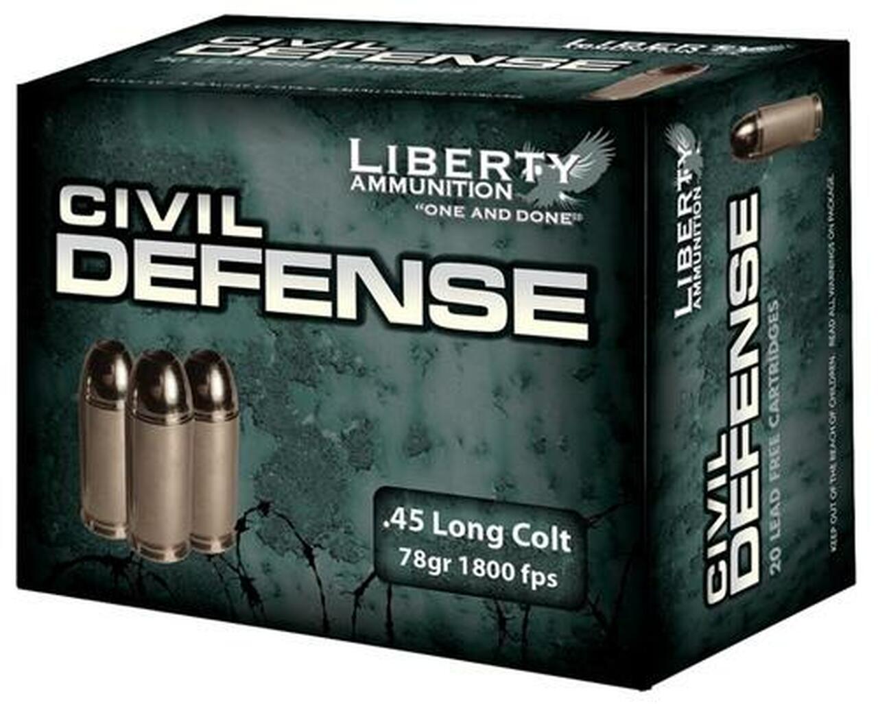 Liberty Civil Defense 45 LC 78 gr, LF Fragmenting HP 20rd Box Liberty Civil Defense 45 LC 78 gr, LF Fragmenting HP 20rd Box