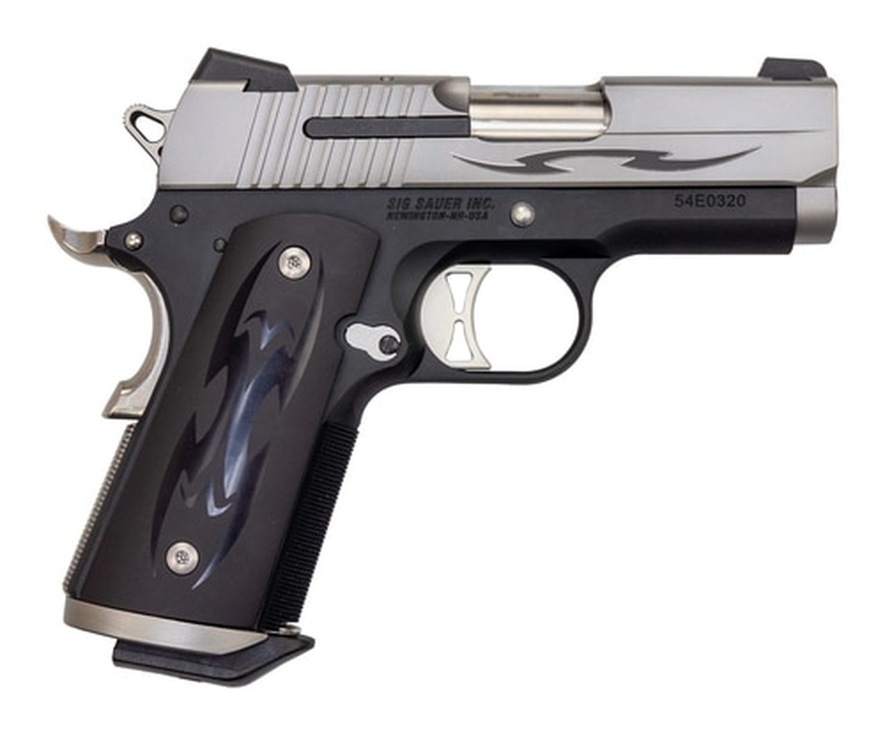 Sig 1911 Tribal Ultra Compact .45 ACP, 3.3" Barrel, Custom Tribal Grips, Night Sights, 2 x 7rd Mag Sig 1911 Tribal Ultra Compact .45 ACP, 3.3" Barrel, Custom Tribal Grips, Night Sights, 2 x 7rd Mag