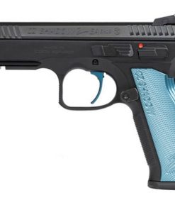 CZ Shadow 2 Single Action Only, Full Size Pistol, 9mm, 4.89" Barrel, Steel Frame, Black, Aluminum Blue Grips, 17Rd, 3 Magazines, with Rail, Ambidextrous Safety, Adjustable Sights