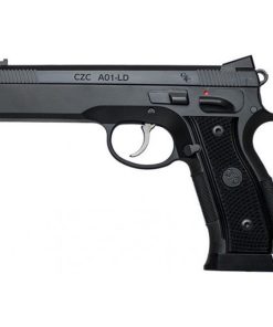 CZ AO-1 LD Custom, 9mm, 4.9" Stainless Barrel, Aluminum, Manual Safety, Full Size, Fiber Optic Front And Low Mount Rear Sights, 19Rd, Black