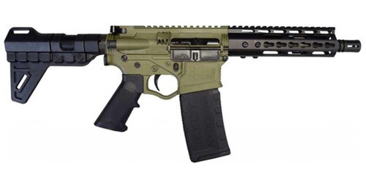 ATI Omni Hybrid Maxx P4 5.56/.223, 7.5" Barrel, Keymod, Blade Brace, Battlefield Green, 30rd ATI Omni Hybrid Maxx P4 5.56/.223, 7.5" Barrel, Keymod, Blade Brace, Battlefield Green, 30rd