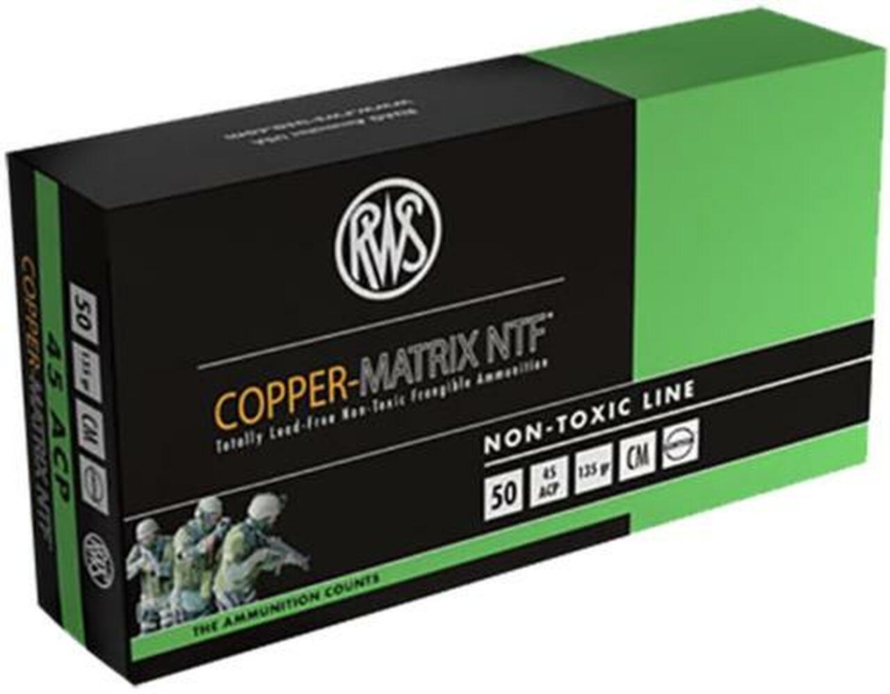 Ruag Ammotec 204540050 Copper Matrix 45 ACP 145GR Non Toxic/Frangible 50rds Ruag Ammotec 204540050 Copper Matrix 45 ACP 145GR Non Toxic/Frangible 50rds