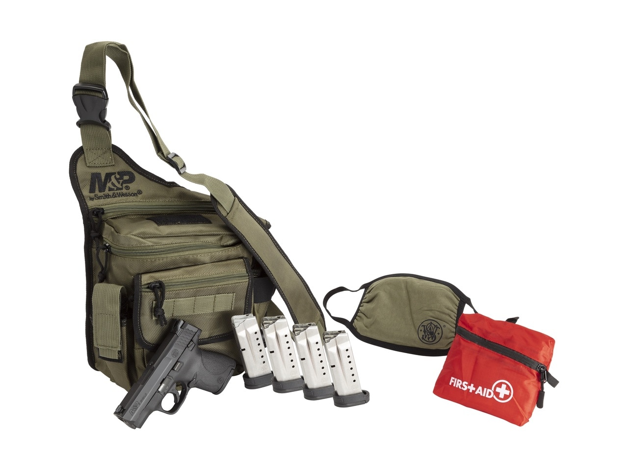 Smith & Wesson M&P Shield 9mm, 3" Barrel, Matte Black, Armornite Stainless Slide, Bug Out Bag Bundle, 8rd Smith & Wesson M&P Shield 9mm, 3" Barrel, Matte Black, Armornite Stainless Slide, Bug Out Bag Bundle, 8rd