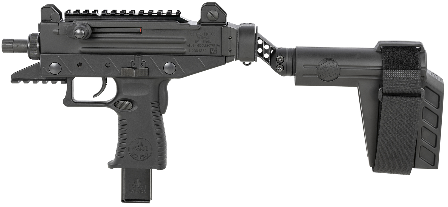 IWI UZI Pro 9mm Pistol with Side Folding Stabilizing Brace and Threaded Barrel IWI UZI Pro 9mm Pistol with Side Folding Stabilizing Brace and Threaded Barrel