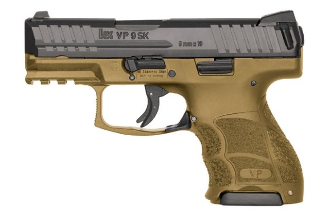 Heckler & Koch VP9SK Subcompact 9mm Flat Dark Earth Pistol with Night Sights and Two Magazines Heckler & Koch VP9SK Subcompact 9mm Flat Dark Earth Pistol with Night Sights and Two Magazines
