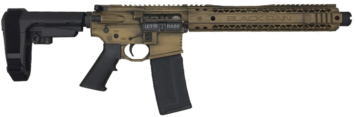 Black Rain Ordnance SSP Tiger's Eye Battleworn 5.56/223 AR-15 Pistol with SBA3 Brace Black Rain Ordnance SSP Tiger's Eye Battleworn 5.56/223 AR-15 Pistol with SBA3 Brace