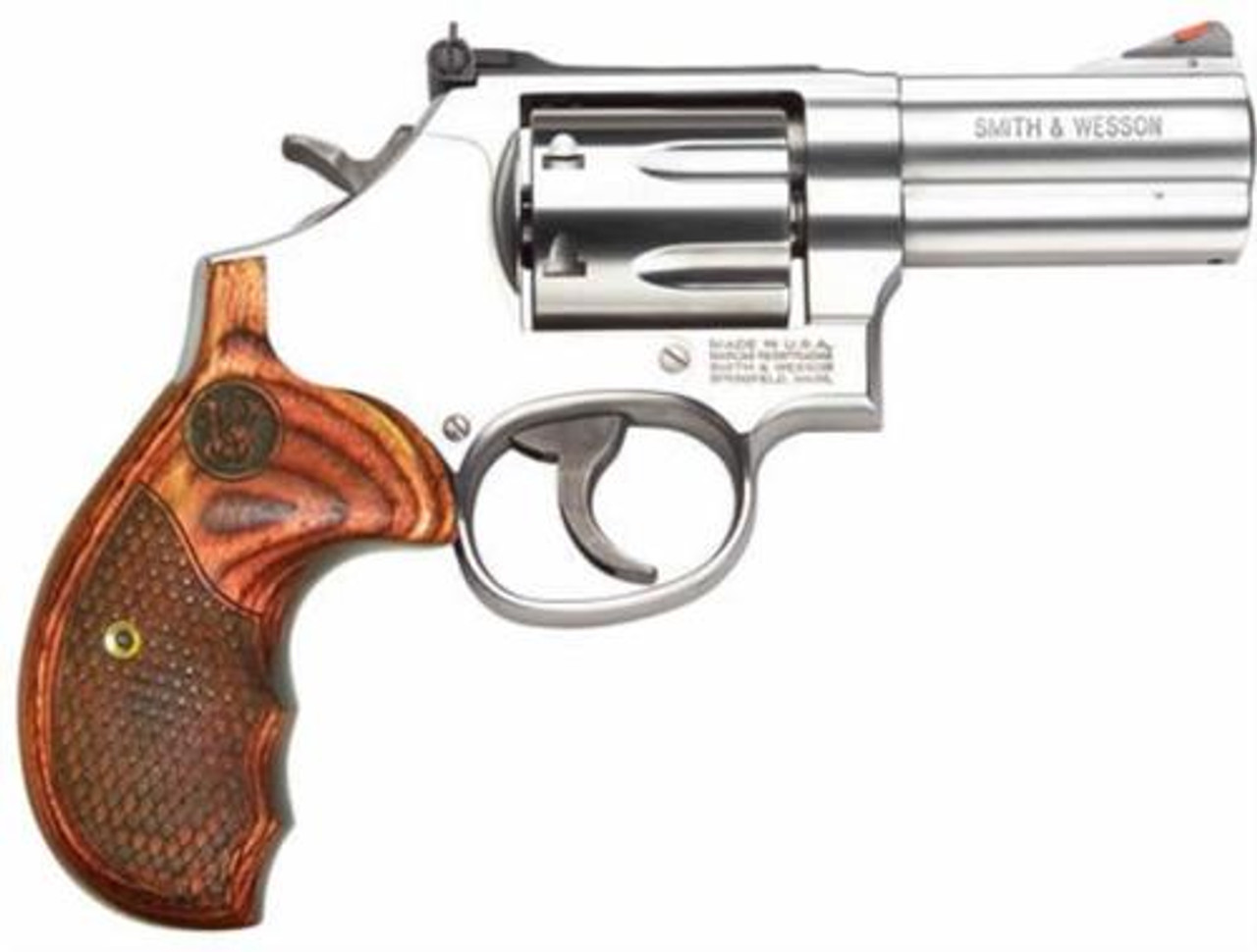 Smith & Wesson 629 44 Mag/.44 Spl, 3" Barrel, Stainless Finish, Wood Grips, 6Rd, Adjustable Sights Smith & Wesson 629 44 Mag/.44 Spl, 3" Barrel, Stainless Finish, Wood Grips, 6Rd, Adjustable Sights