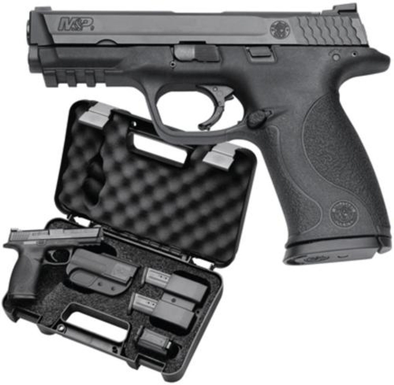 Smith & Wesson M&P Carry & Range Kit 9mm, 4.25" Barrel, 10 lb Trigger Pull, Includes Holster, Mag Pouch, Earplugs, 3 Magazines, Speed Loader, 10 Rounds - MA Compliant Smith & Wesson M&P Carry & Range Kit 9mm, 4.25" Barrel, 10 lb Trigger Pull, Includes Holster, Mag Pouch, Earplugs, 3 Magazines, Speed Loader, 10 Rounds - MA Compliant