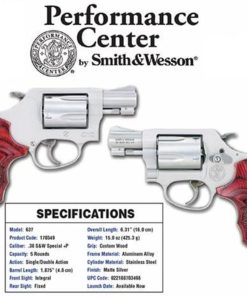 Smith & Wesson 637 Performace Center 38 Spl, SS Finish, Wood Grips, 5 Rnd