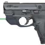 Smith & Wesson, M&P Shield, Semi-automatic, Striker Fired, Compact, 40 S&W, 3" Barrel, Polymer Frame, Black,Wgite Dot Front and Low Profile Carry Rear Sight, Crimson Trace Green Laserguard, Thumb Safety, 6Rd & 7Rd, 2 Magazines