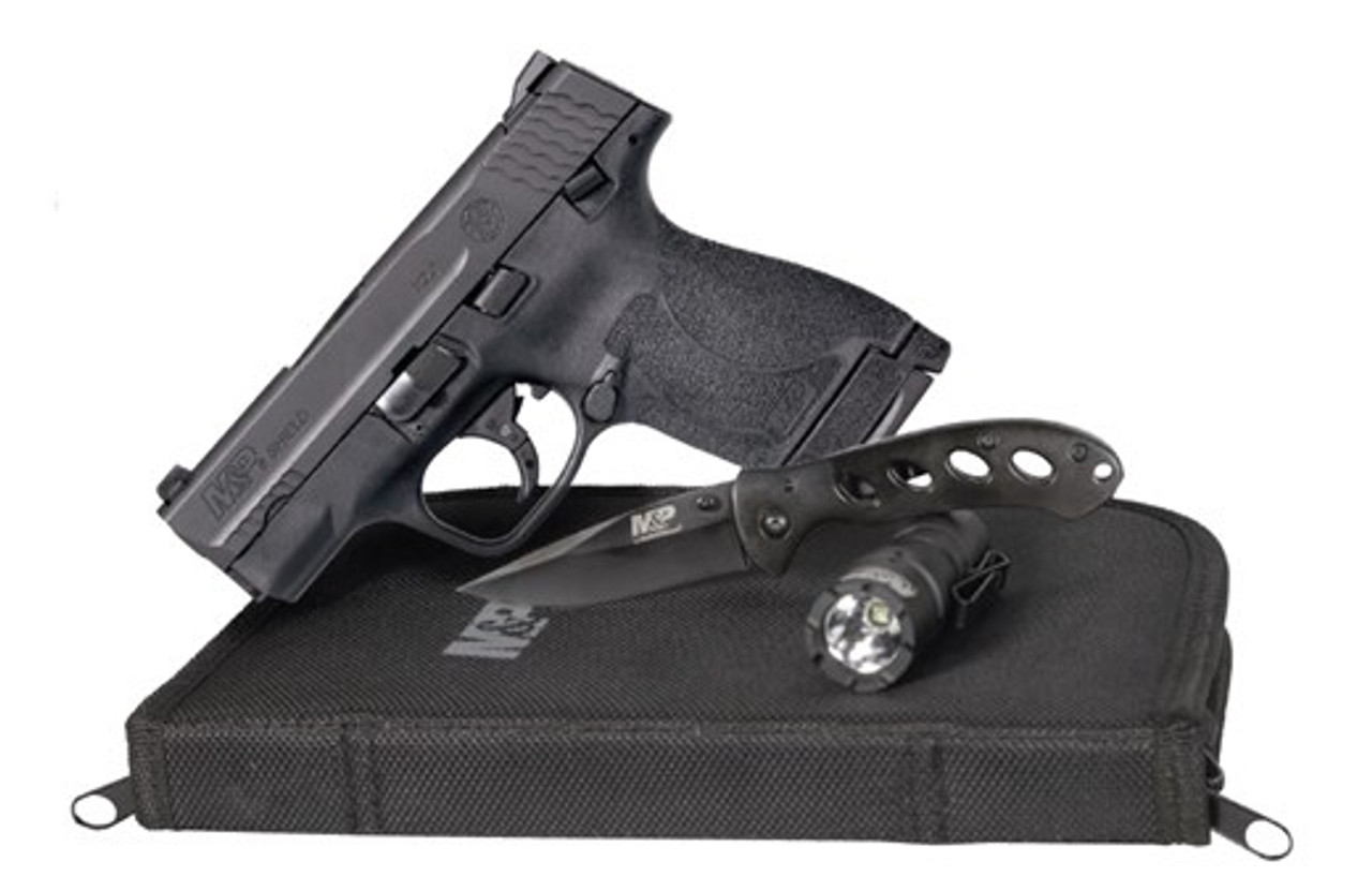 Smith & Wesson M&P9 Shield 2.0 EDC 9mm 3" Barrel, Knife, Light and Zipper Pouch, 2- 8rd Mags Smith & Wesson M&P9 Shield 2.0 EDC 9mm 3" Barrel, Knife, Light and Zipper Pouch, 2- 8rd Mags