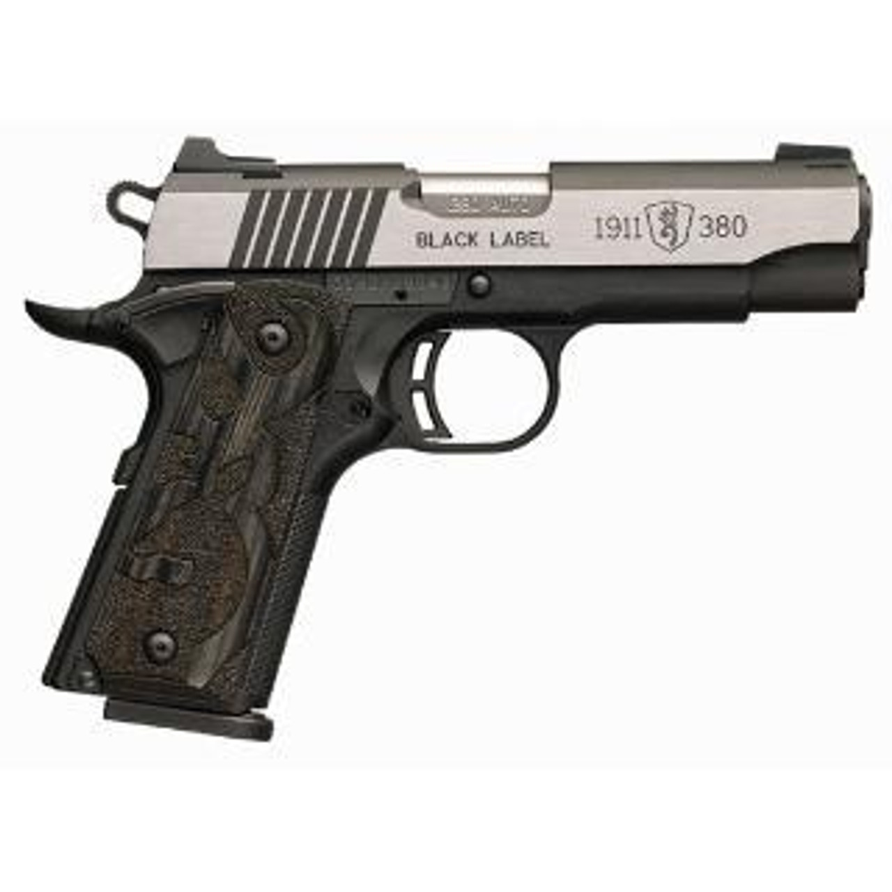 Browning Black Label Medallion Pro 1911, .380 ACP, 3.58". 8rd, Laminate Grips Browning Black Label Medallion Pro 1911, .380 ACP, 3.58". 8rd, Laminate Grips
