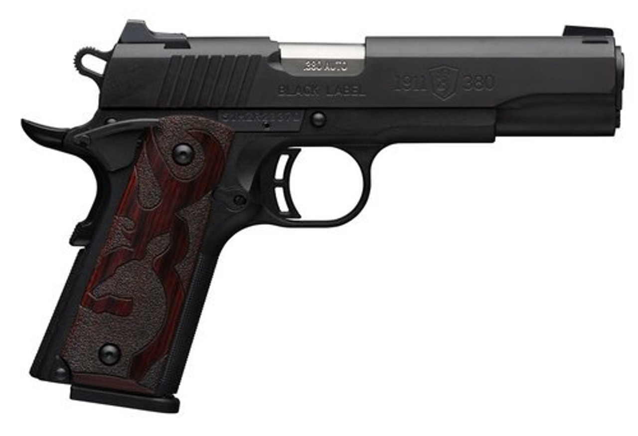 Browning 1911, .380 ACP, 4.25" Barrel, 8rd, Wood Grips, Black Browning 1911, .380 ACP, 4.25" Barrel, 8rd, Wood Grips, Black