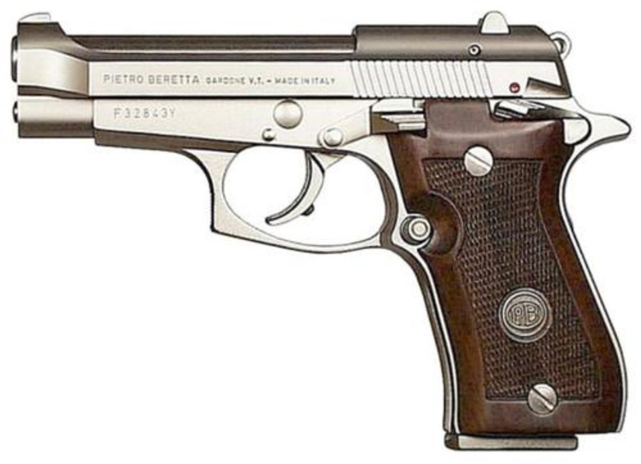Beretta 85F .380 ACP, Double Action, Nickel, Wood Grips, 8rd Beretta 85F .380 ACP, Double Action, Nickel, Wood Grips, 8rd