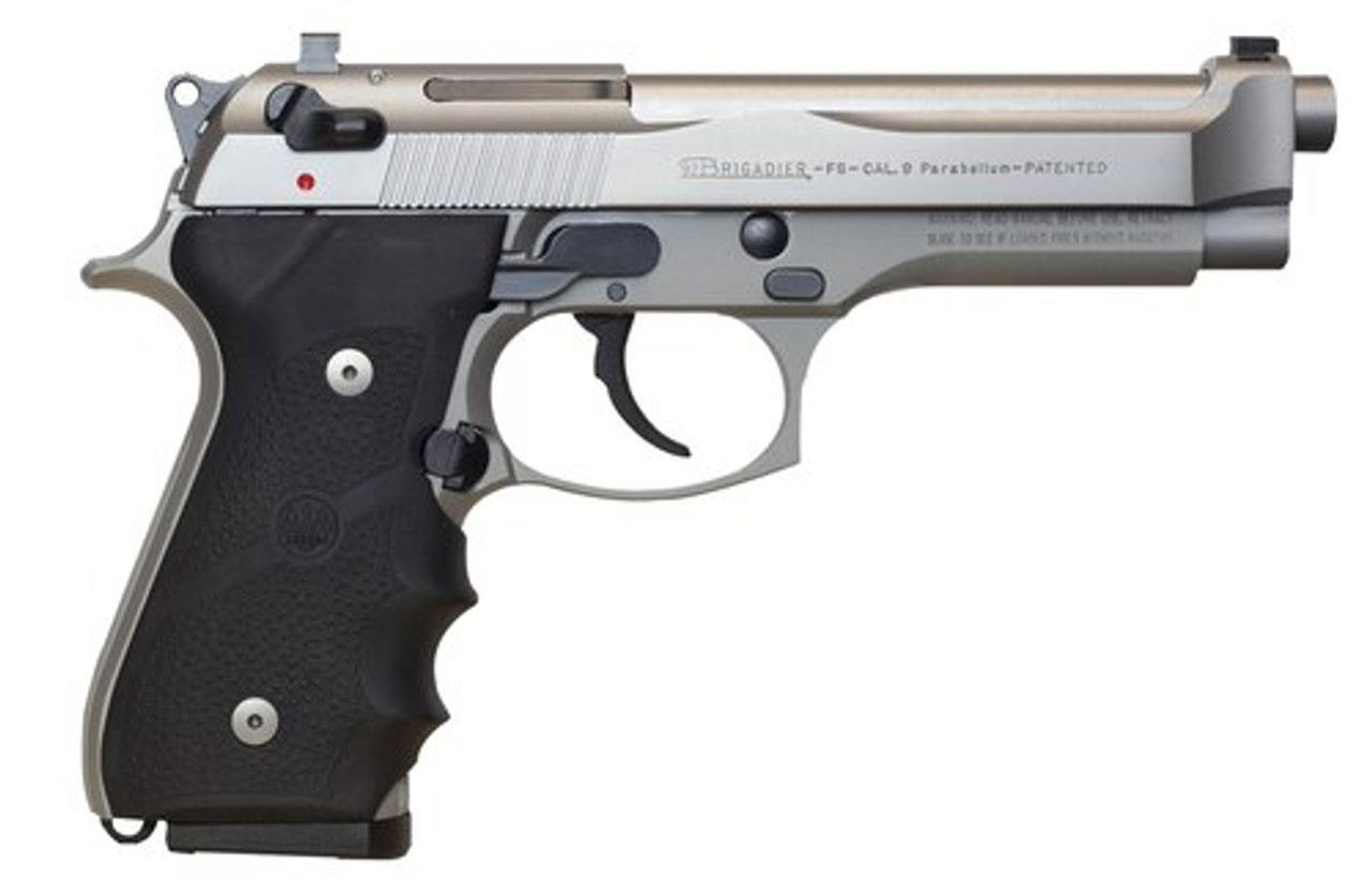 Beretta 92FS Brigadier Inox SA/DA 9mm 4.9" Barrel, Black Rubber Grip, 10rd Beretta 92FS Brigadier Inox SA/DA 9mm 4.9" Barrel, Black Rubber Grip, 10rd