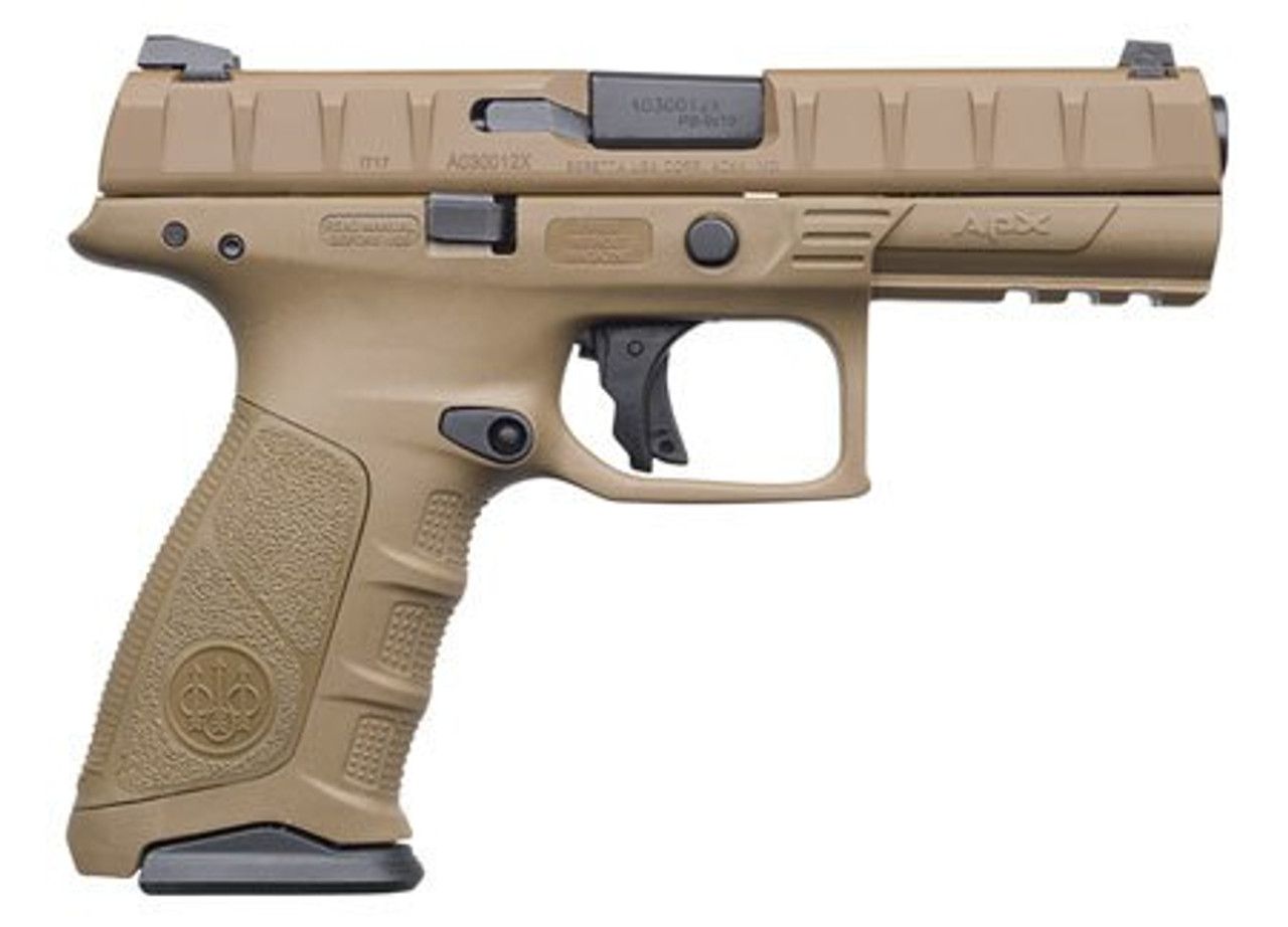 Beretta APX Full Size 9mm, 4.9", 10rd, Flat Dark Earth, 3-Dot Sights Beretta APX Full Size 9mm, 4.9", 10rd, Flat Dark Earth, 3-Dot Sights