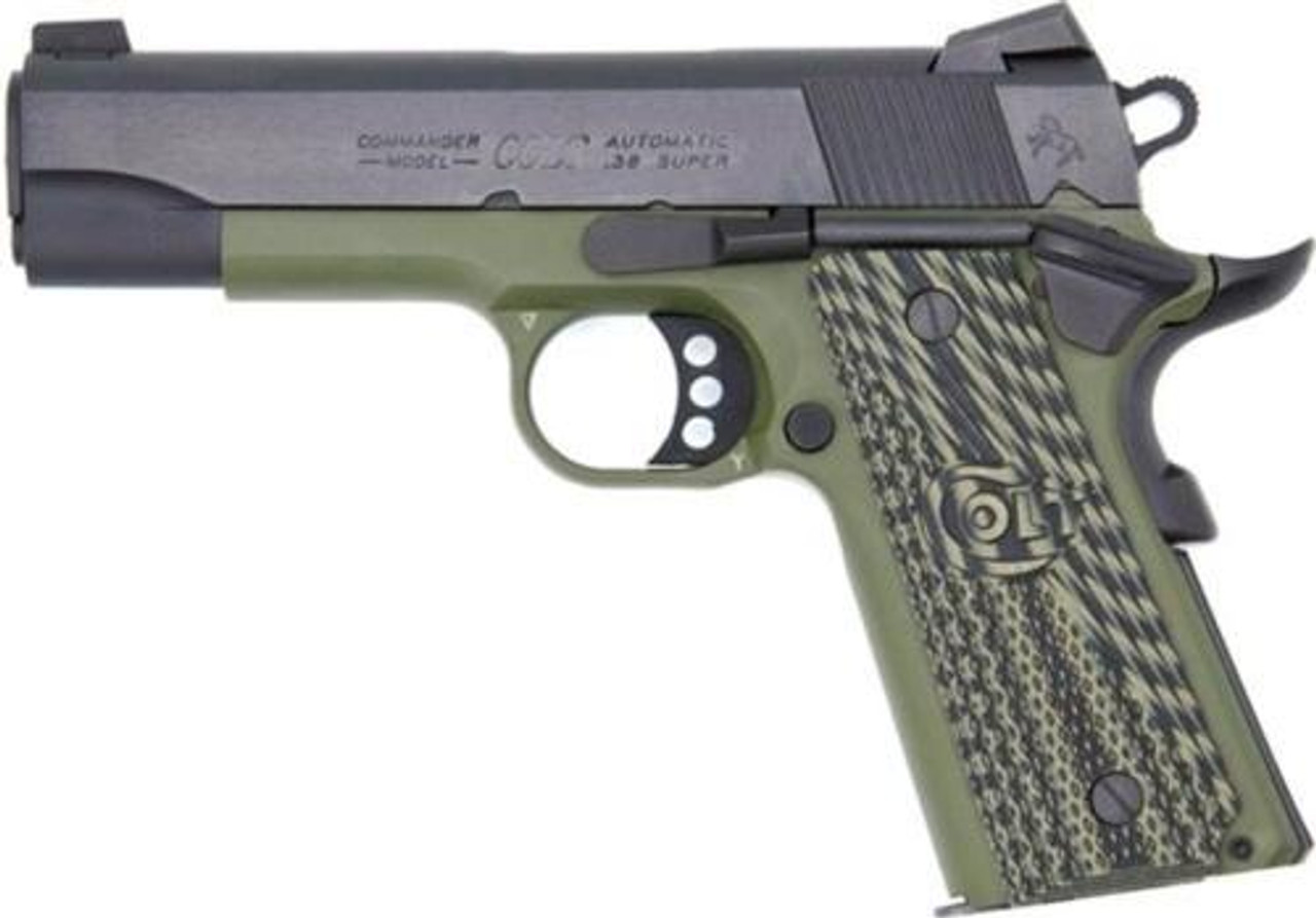 Colt1911 Lightweight Commander .38 Super, 4.25" Barrel, Green Frame/Blued Slide 8rd Mag Colt1911 Lightweight Commander .38 Super, 4.25" Barrel, Green Frame/Blued Slide 8rd Mag