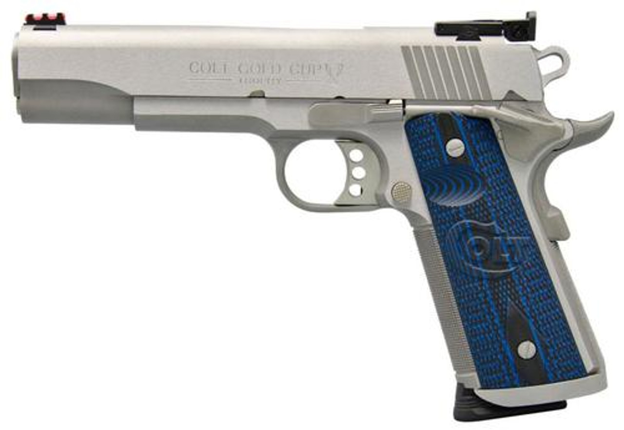 Colt Gold Cup Trophy, 9mm, 5", Blue G10 Grips, Brushed Stainless, 9rd Colt Gold Cup Trophy, 9mm, 5", Blue G10 Grips, Brushed Stainless, 9rd
