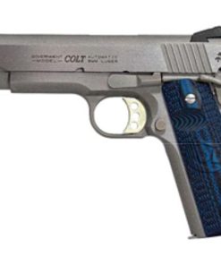 Colt Competition Govt 38 Super, 5" Barrel SS Finish, G10 Blue Grips, Novak Sights 9rd Mag