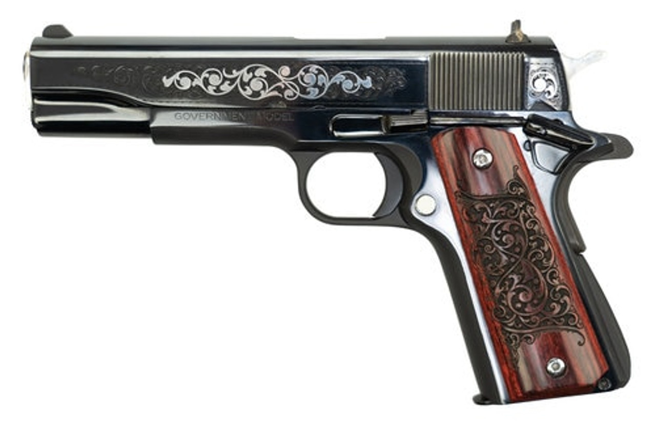 Colt 1911 Series 70 .45 ACP Gustave Young Engravers Series, 1 of 525, 5" Barrel, Rosewood Grips, Engraved Slide, 8rd Colt 1911 Series 70 .45 ACP Gustave Young Engravers Series, 1 of 525, 5" Barrel, Rosewood Grips, Engraved Slide, 8rd