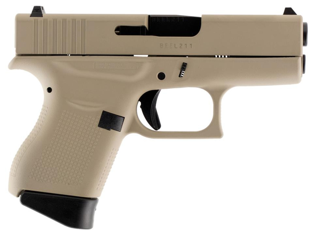 Glock G43 Subcompact, 9mm, 3.39", 6rd, Desert Tan Finish Glock G43 Subcompact, 9mm, 3.39", 6rd, Desert Tan Finish