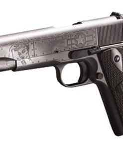 Auto Ordnance, Victory Girls 1911, Full Size Pistol, 45 ACP, 5" Barrel, Steel Frame, Checkered Wood Grips with U.S. Logo, 7Rd, Armor Black and Gunmetal Gray Cerakote Finish