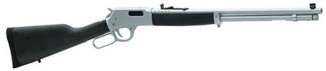 Henry Repeating Arms, All-Weather, Lever Action, 45 Long Colt, 20" Barrel, Black, Straight-Grip Stained Hardwood Rubber Buttpad, 5Rd, Adjustable Sights Henry Repeating Arms, All-Weather, Lever Action, 45 Long Colt, 20" Barrel, Black, Straight-Grip Stained Hardwood Rubber Buttpad, 5Rd, Adjustable Sights