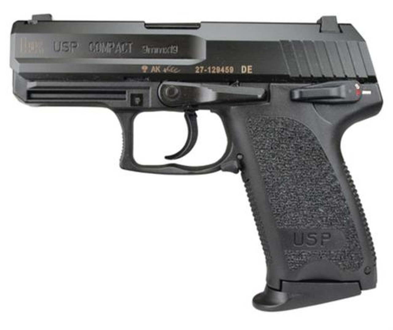 HK USP9 Compact (V1) DA/SA, safety/decocking lever on left, two 10rd magazines HK USP9 Compact (V1) DA/SA, safety/decocking lever on left, two 10rd magazines