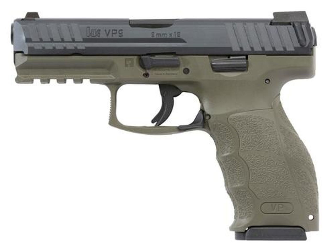 HK VP9, 9mm, 4.09" Barrel, 10rd, Night Sights, 3 Mags, OD Green Frame HK VP9, 9mm, 4.09" Barrel, 10rd, Night Sights, 3 Mags, OD Green Frame