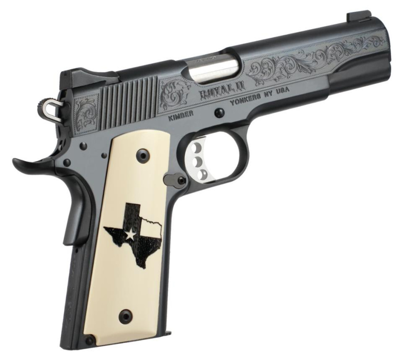 Kimber Royal II Texas Limited Edition 45 ACP High Polished Deep Blue Bonded Ivory Grips Kimber Royal II Texas Limited Edition 45 ACP High Polished Deep Blue Bonded Ivory Grips