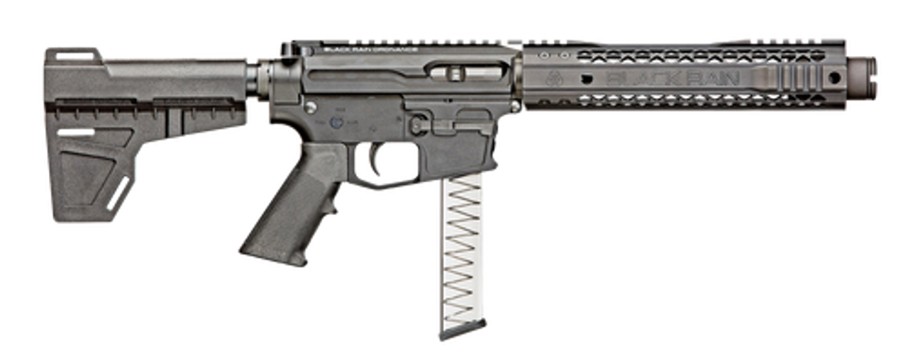 Black Rain Fallout CQB Pistol 9mm, 8.75" Barrel, Rear-Charging, Black, Shockwave Blade Brace 30rd Mag Black Rain Fallout CQB Pistol 9mm, 8.75" Barrel, Rear-Charging, Black, Shockwave Blade Brace 30rd Mag