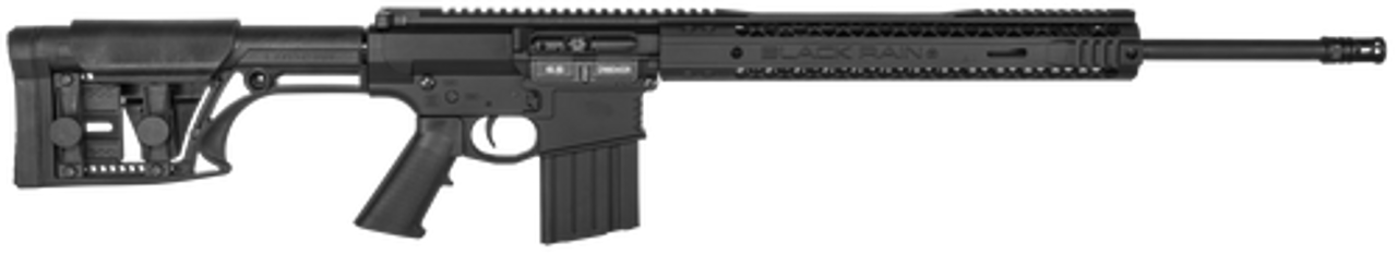 Black Rain Fallout10 6.5 Creedmoor, 22" Barrel, Luth-AR MBA-1 Black Stock, Hardcoat Anodized/Nitride, 10rd Black Rain Fallout10 6.5 Creedmoor, 22" Barrel, Luth-AR MBA-1 Black Stock, Hardcoat Anodized/Nitride, 10rd