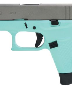 Glock G43 9mm 3.4" Barrel Robin Egg Blue, Ti Finish Slide 6rd Mag